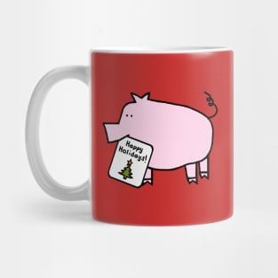 Cute Christmas Pig says Happy Holidays Mug